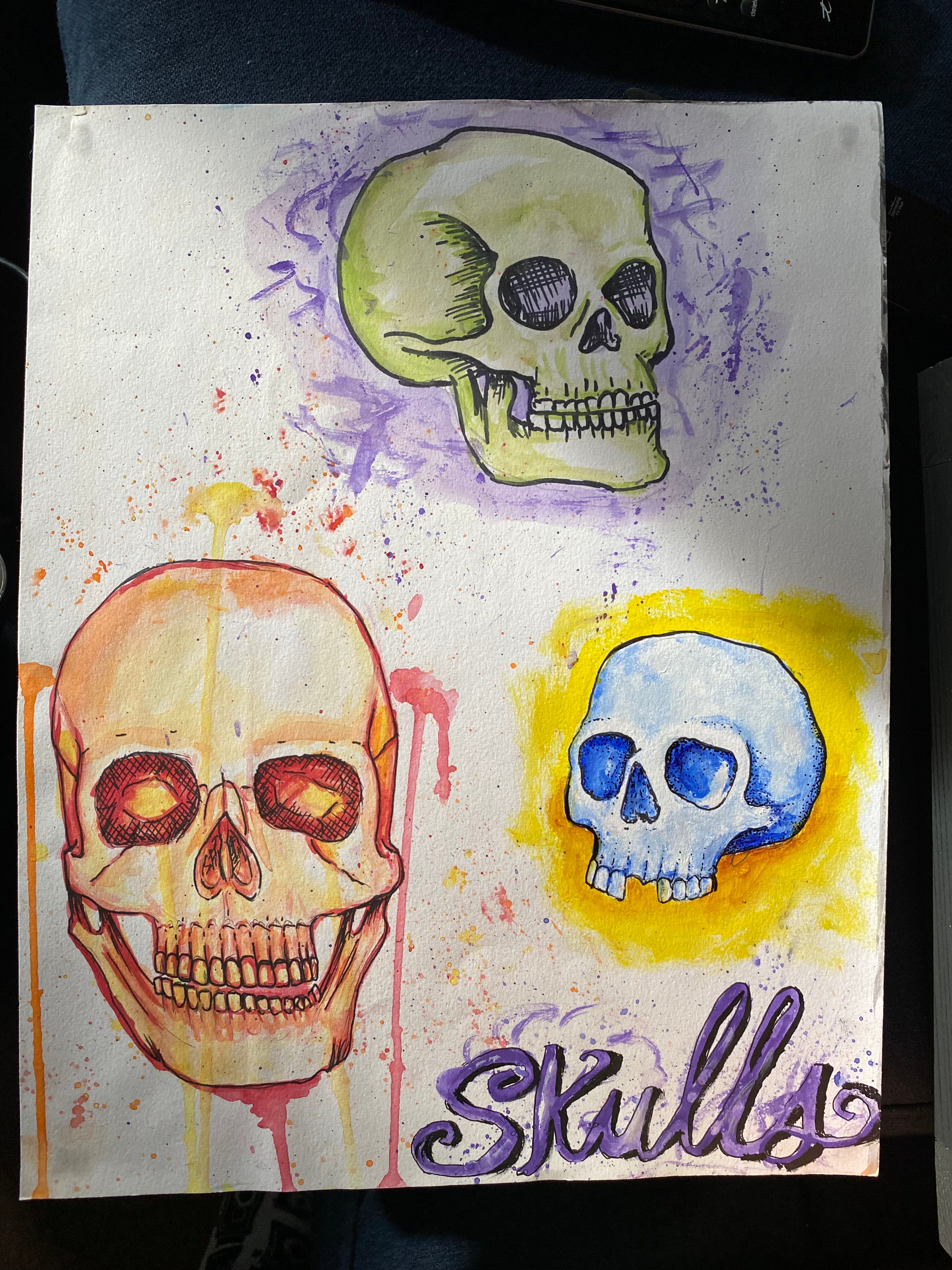 Watercolor Skulls